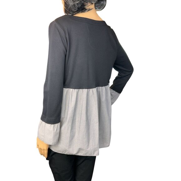 Loft Womens Mixed Media Sweater Blouse Size S Preppy Sloanie Academia - Picture 4 of 11